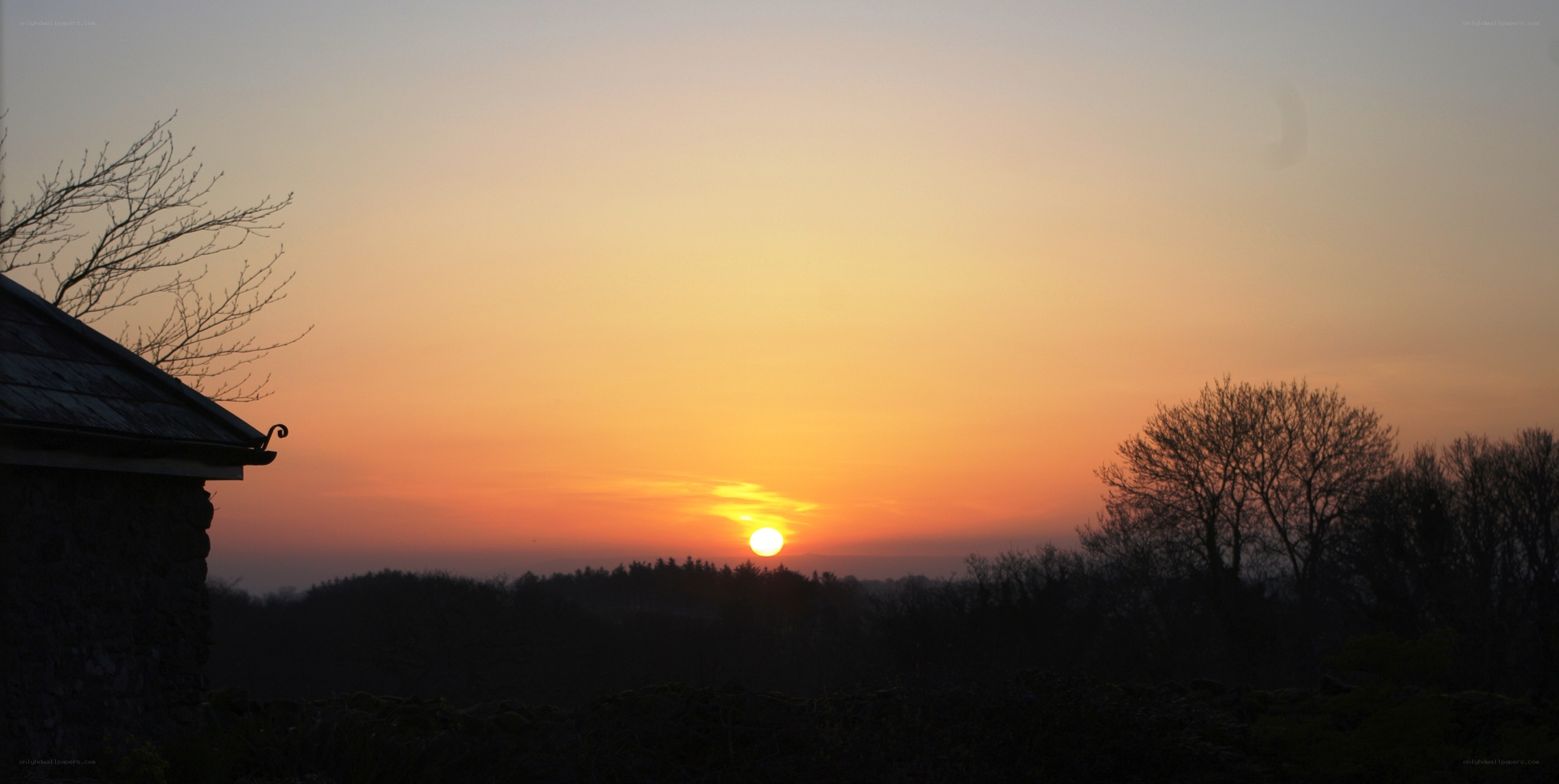 sunset over a rural landscape