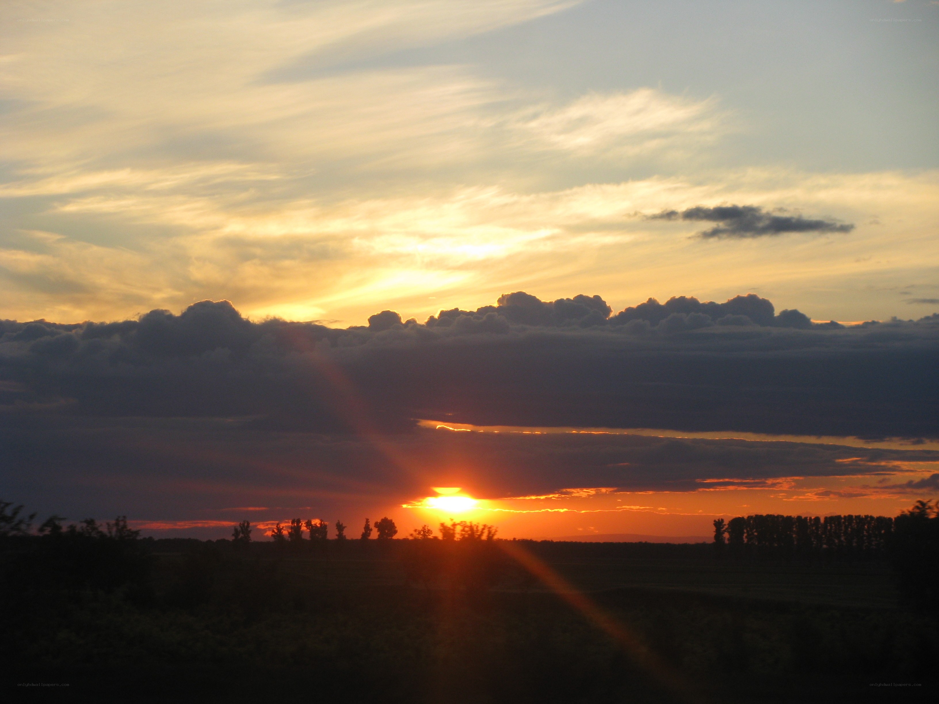 Sunset over a rural landscape