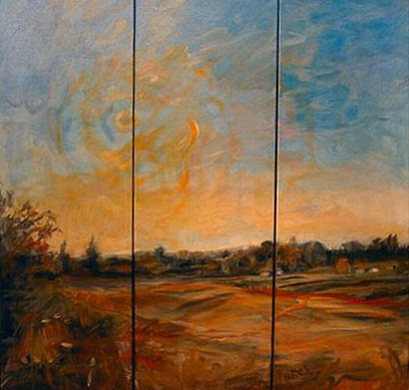 Sunset over a rural landscape