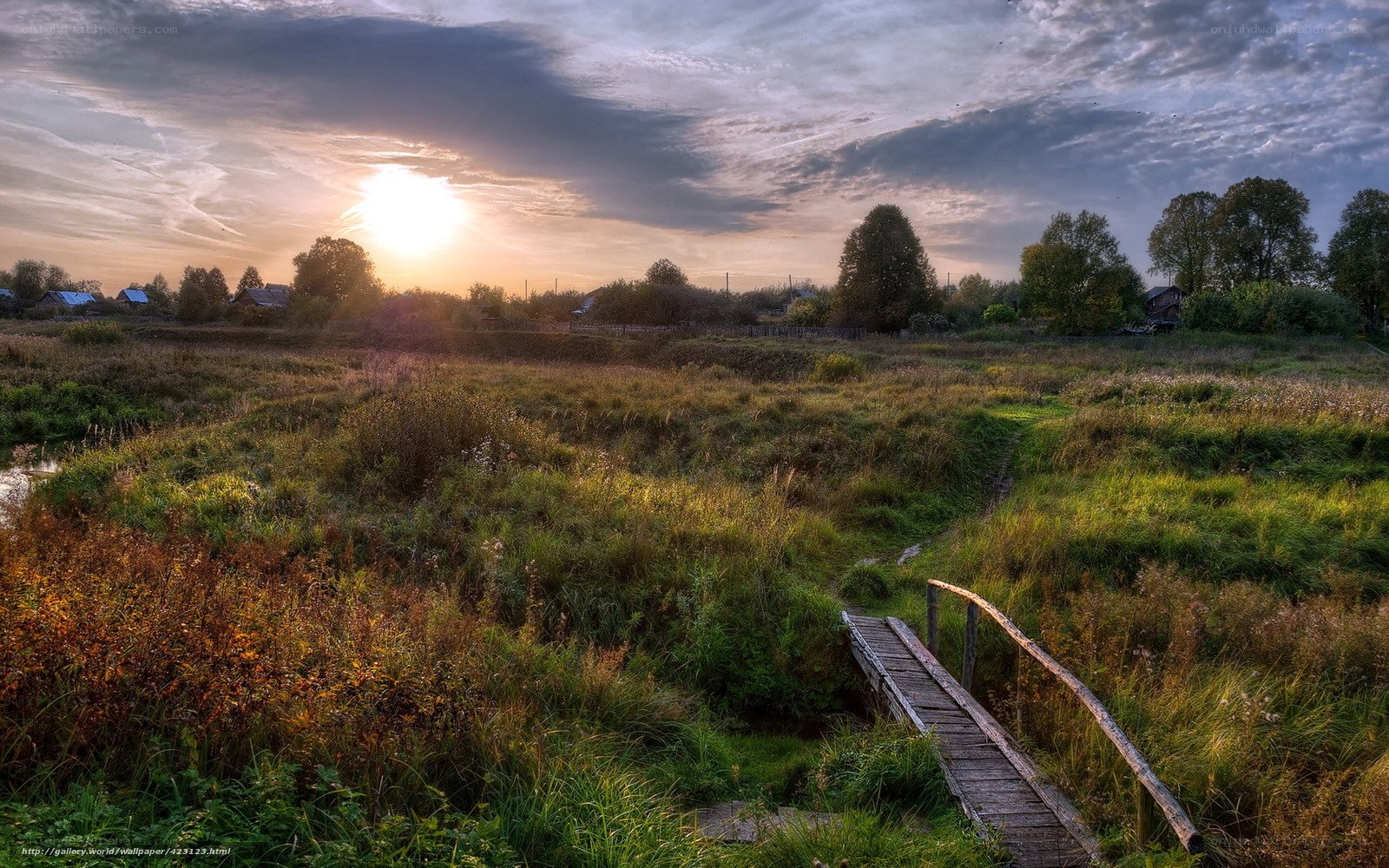 Sunset over a rural landscape