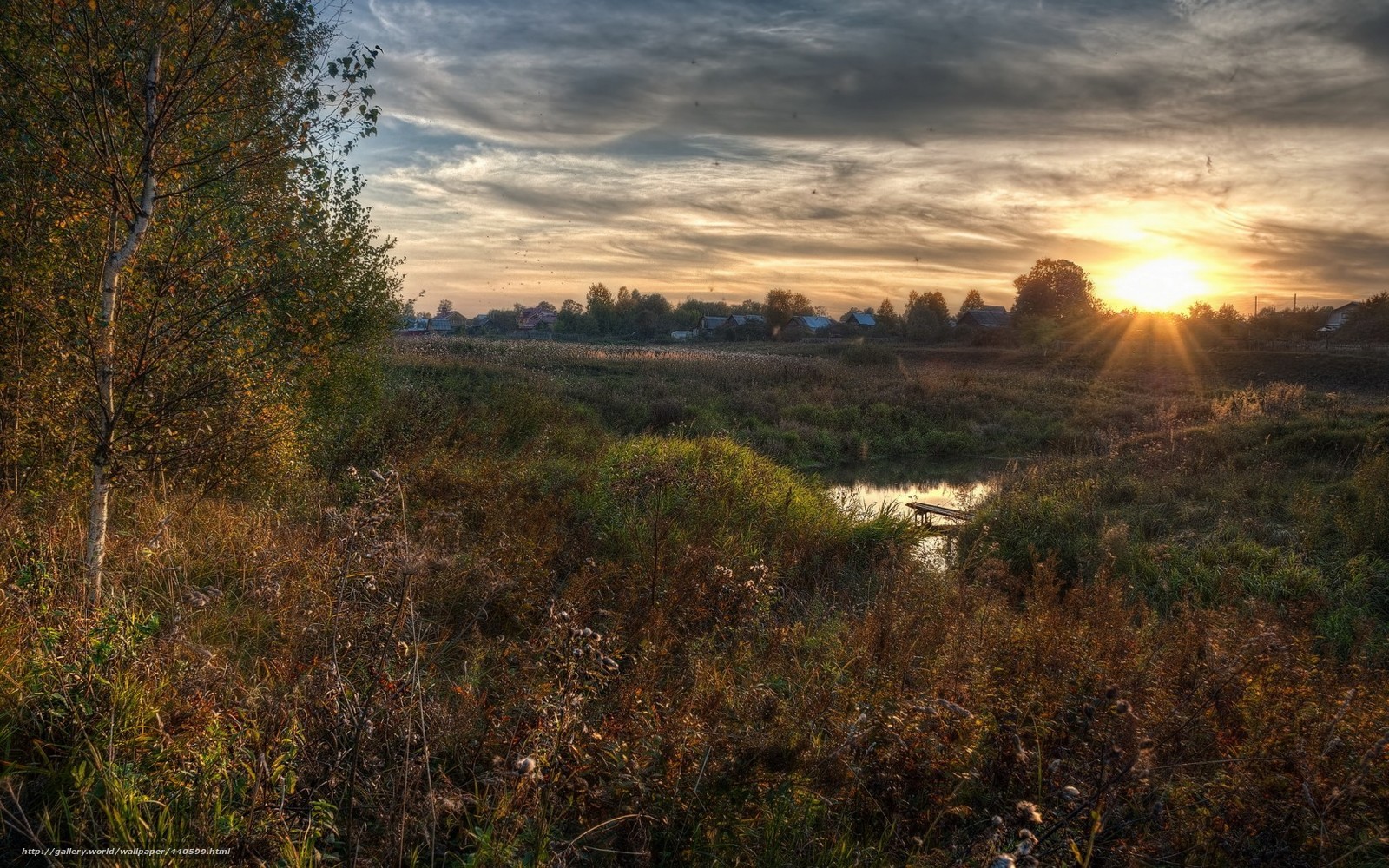 Sunset over a rural landscape