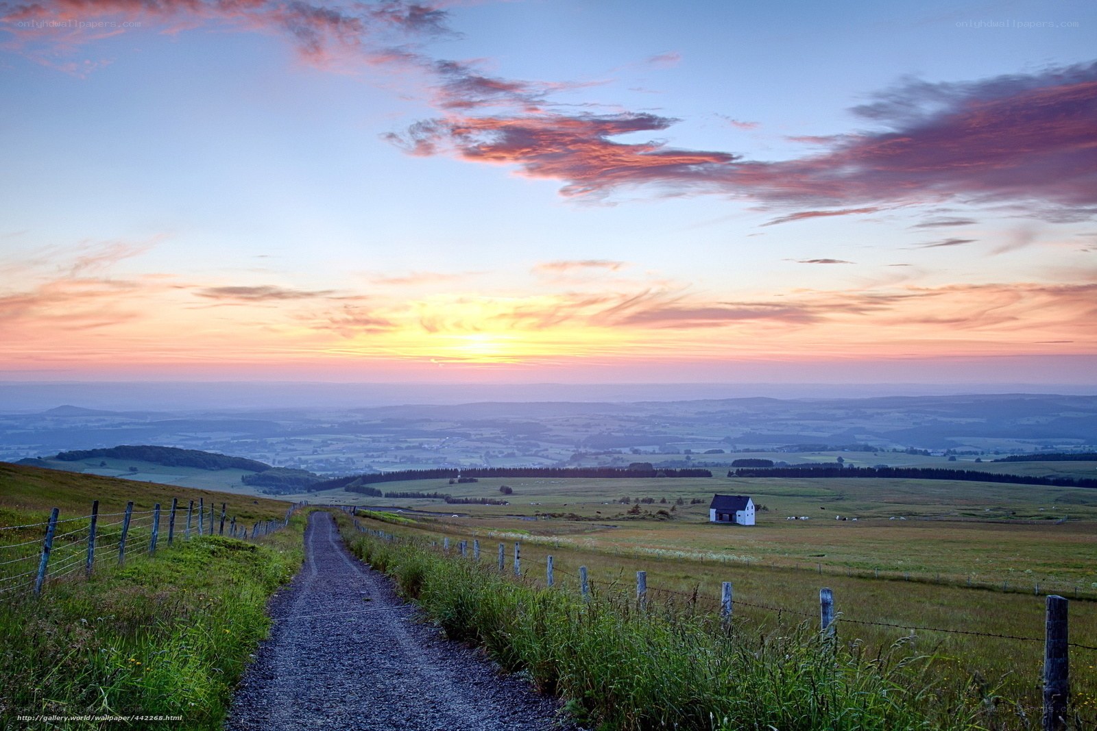 Sunset over a rural landscape