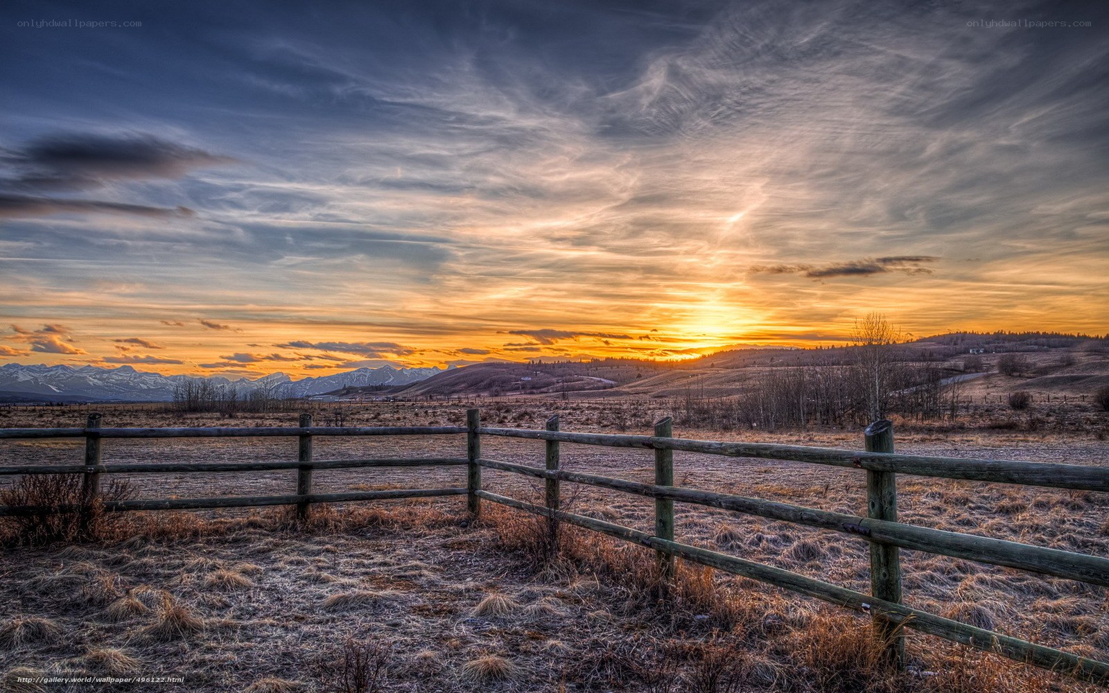 Sunset over a rural landscape