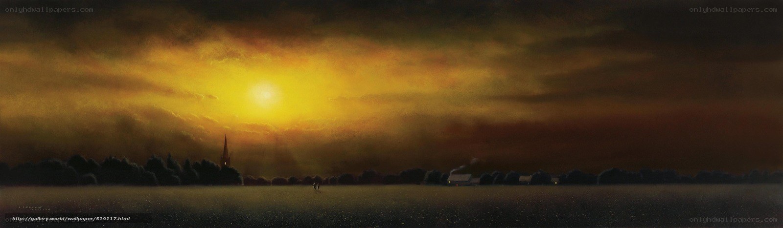 Sunset over a rural landscape