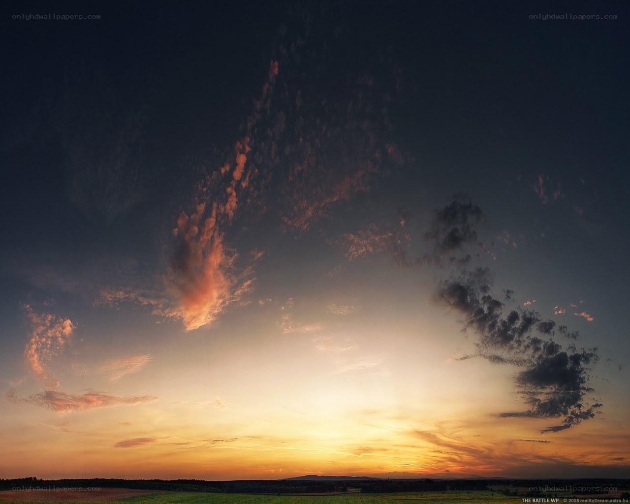 Sunset over a rural landscape