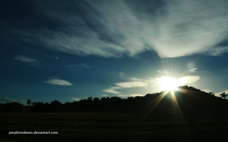 Sunset over a rural landscape