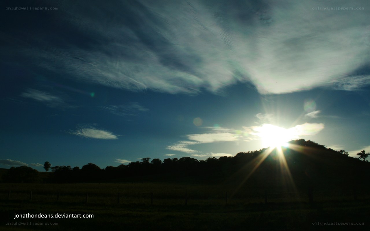 Sunset over a rural landscape