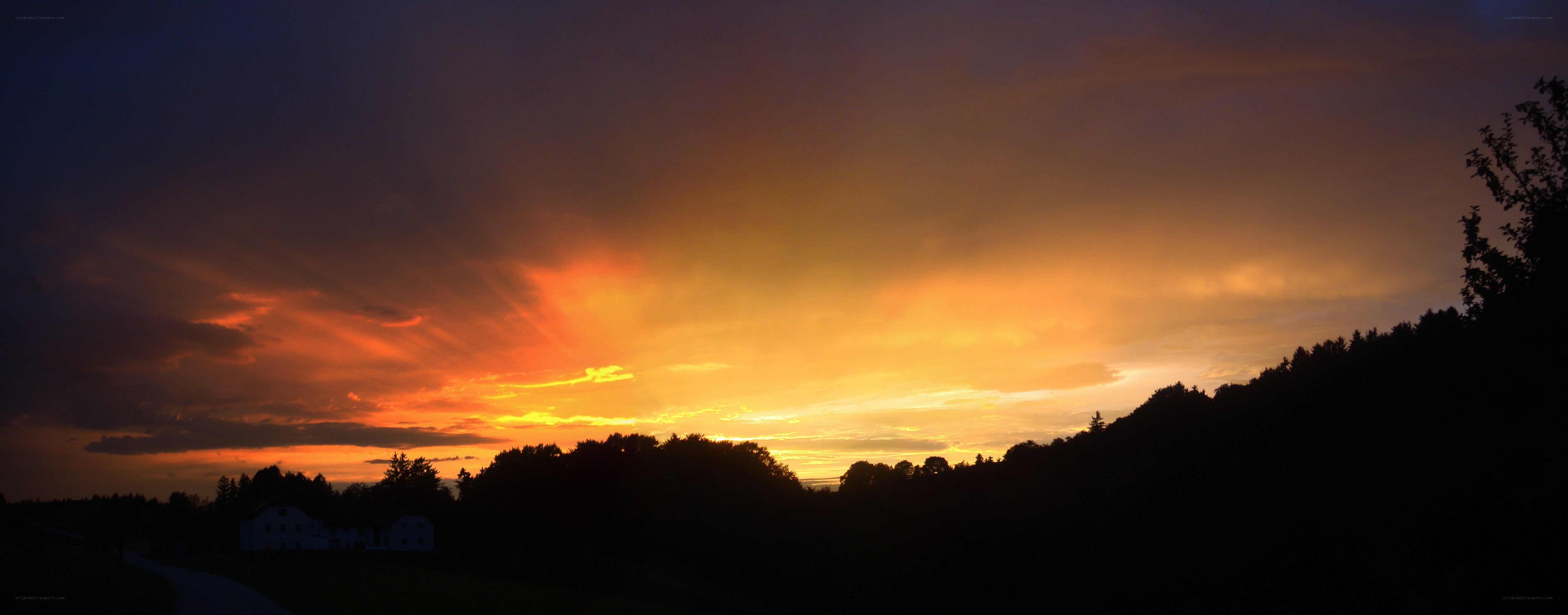 Sunset over a rural landscape