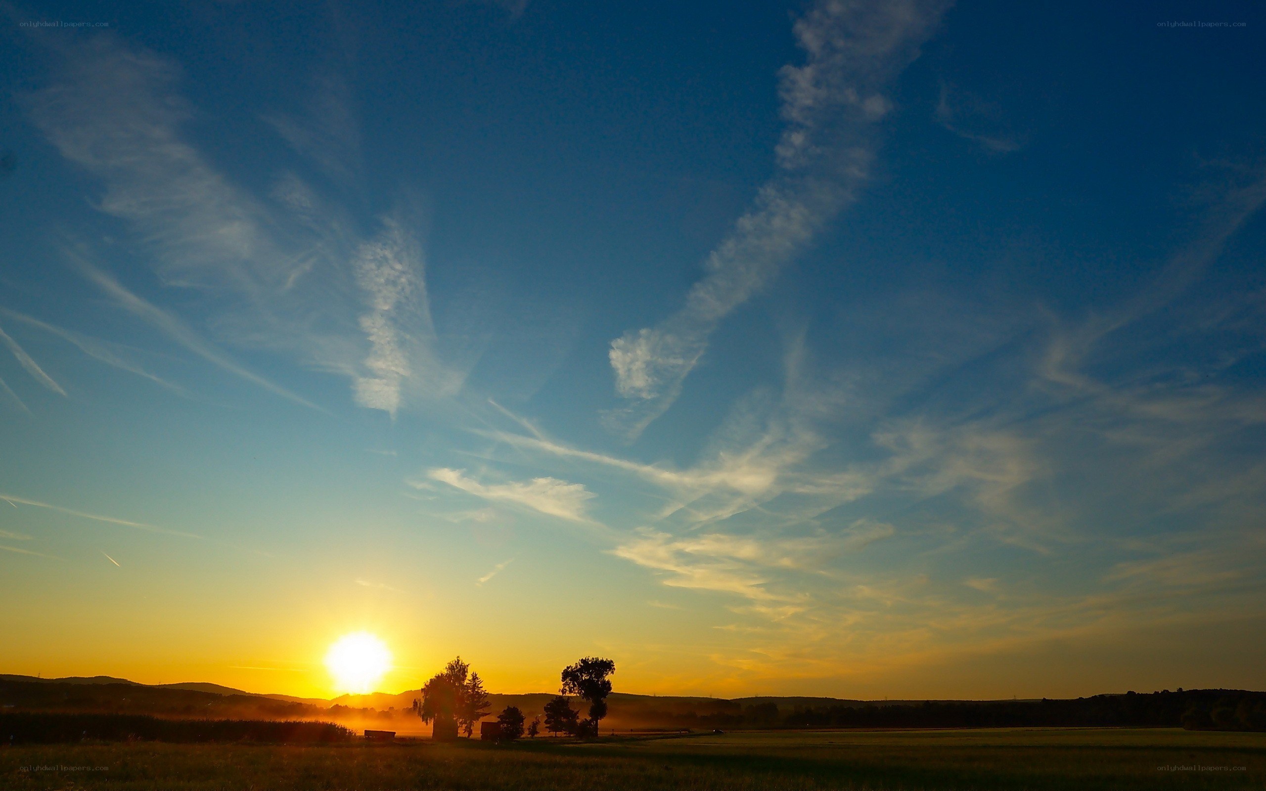 Sunset over a rural landscape
