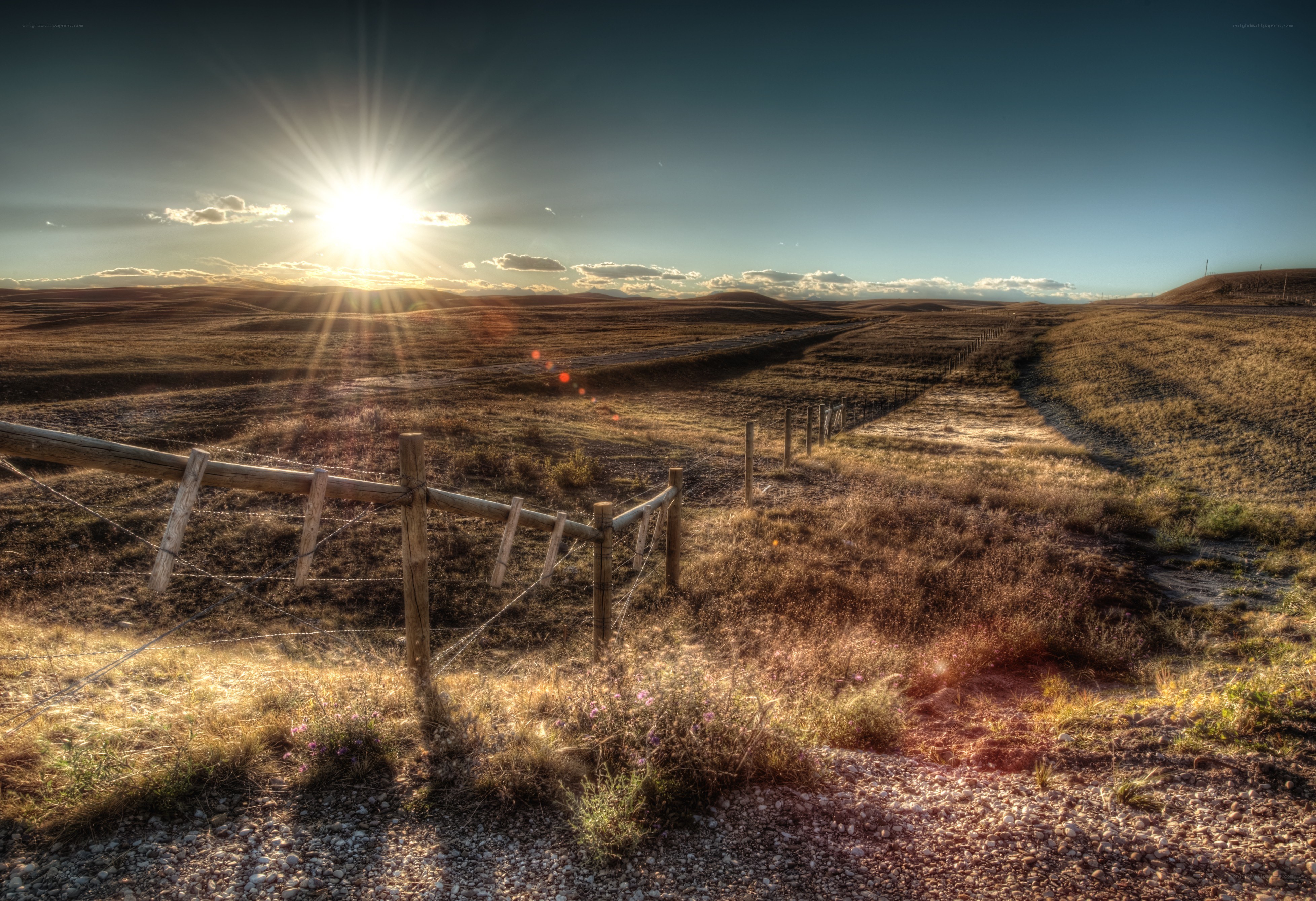 Sunset over a rural landscape