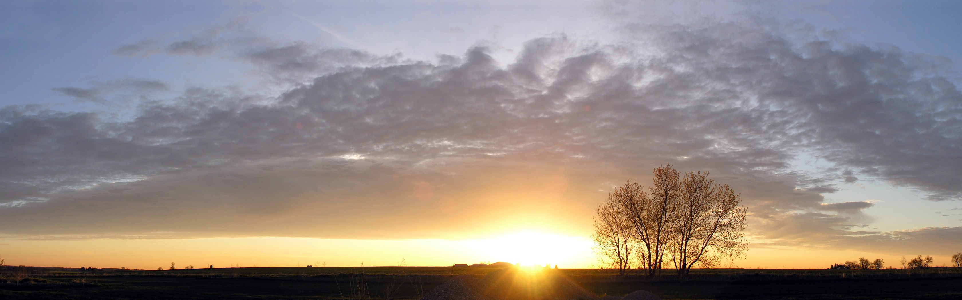 Sunset over a rural landscape