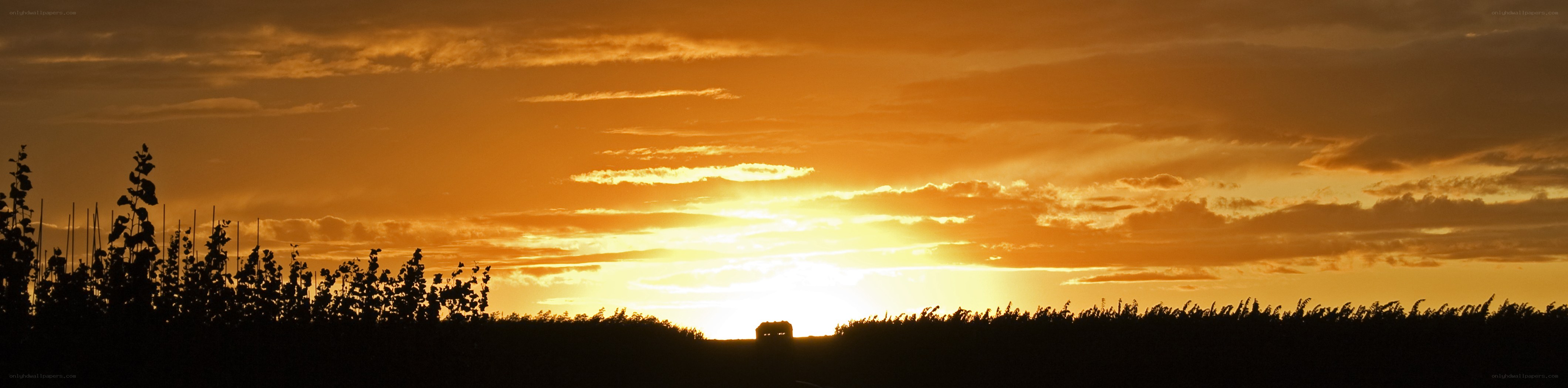Sunset over a rural landscape