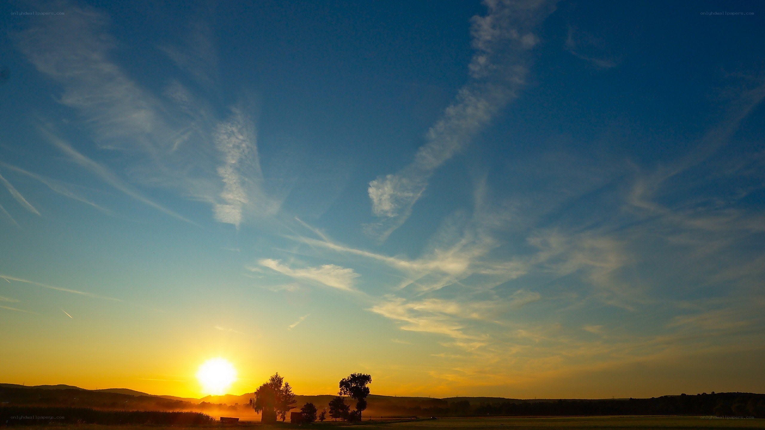 Sunset over a rural landscape