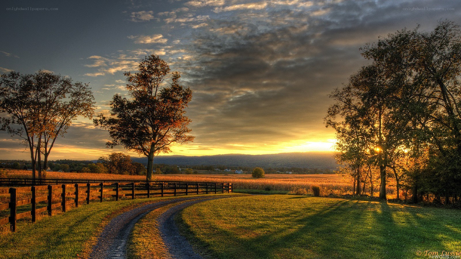 Sunset over a rural landscape