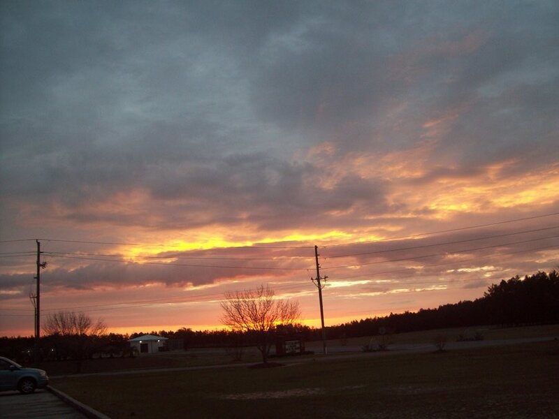 sunset over a rural landscape
