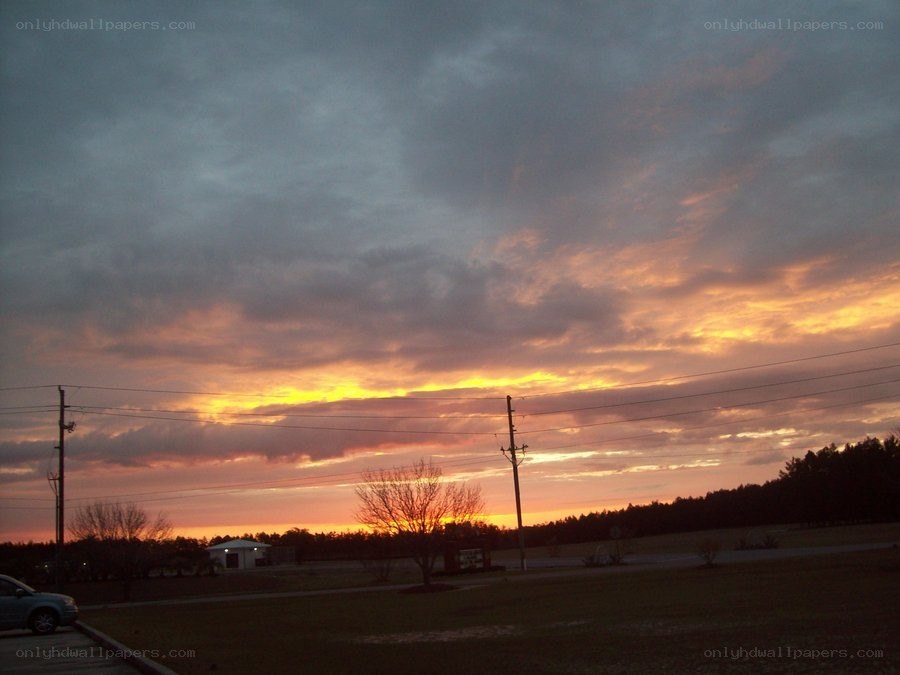 sunset over a rural landscape