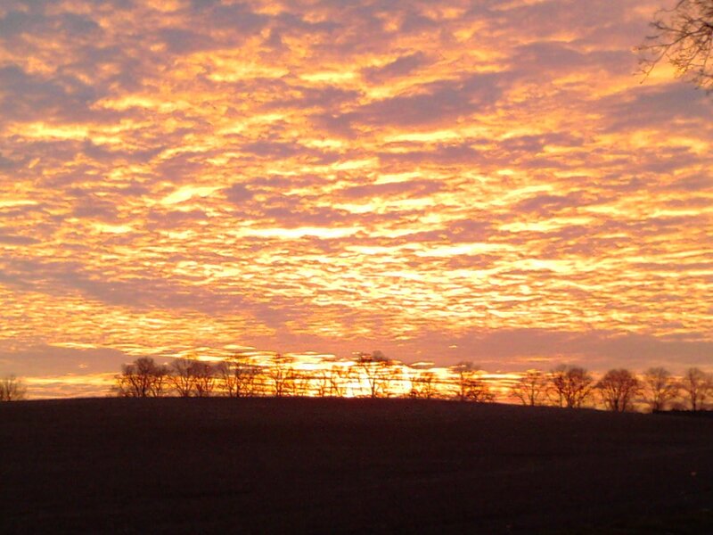 Sunset over a rural landscape