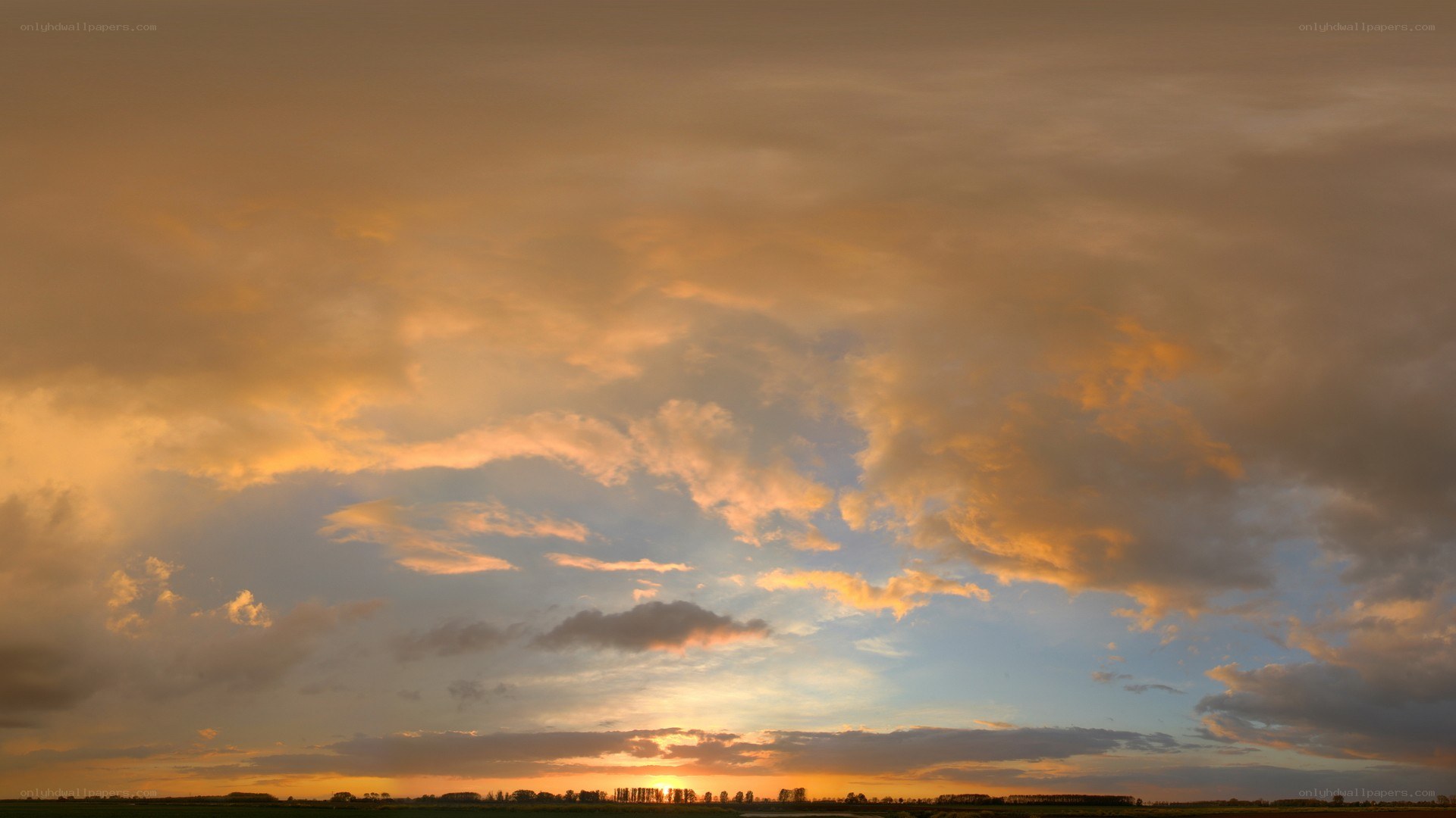Sunset over a rural landscape