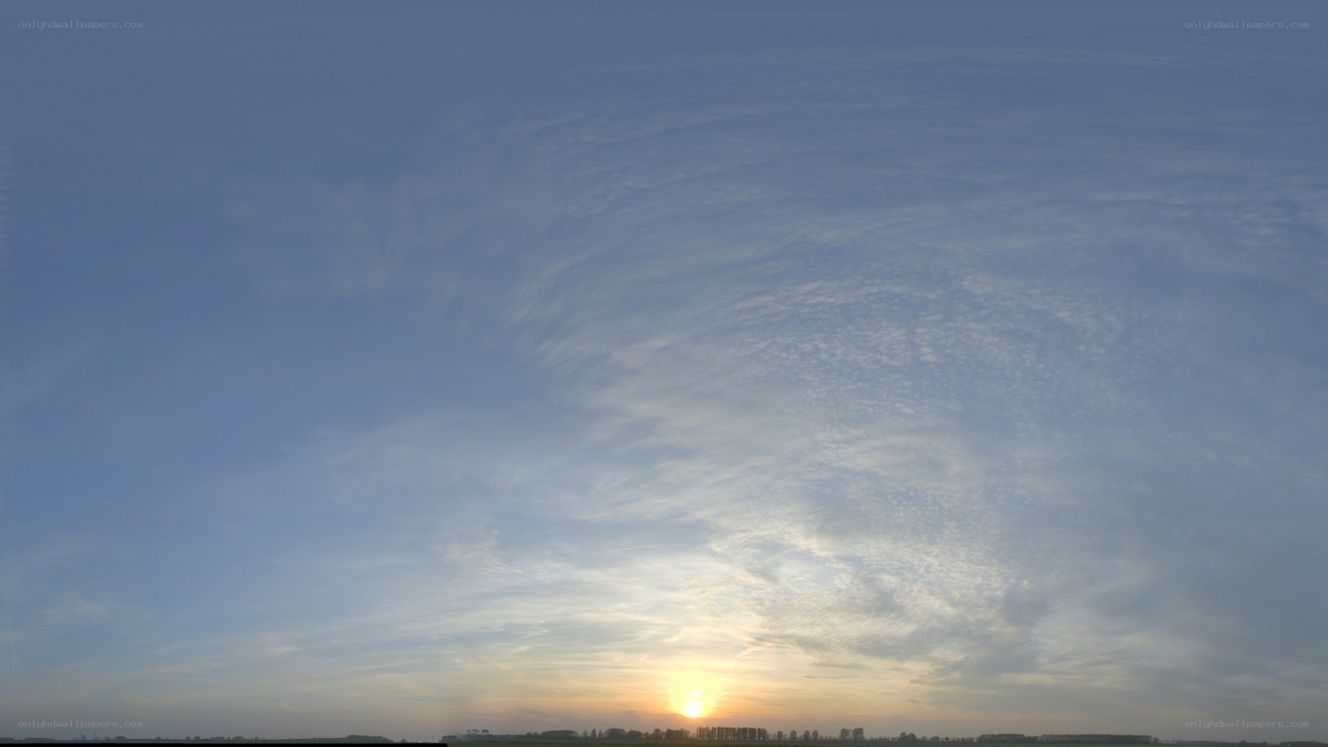 Sunset over a rural landscape