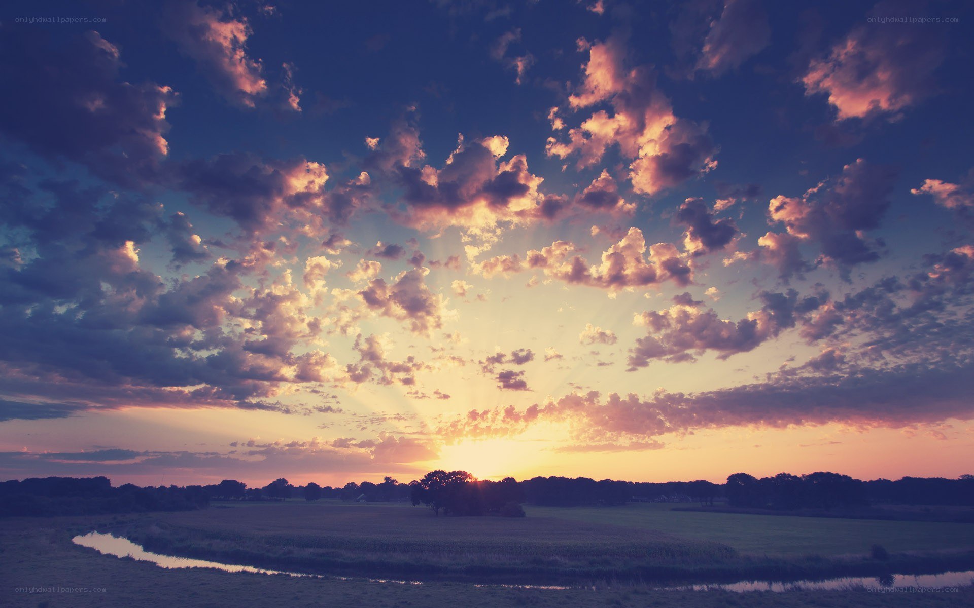 sunset over a rural landscape