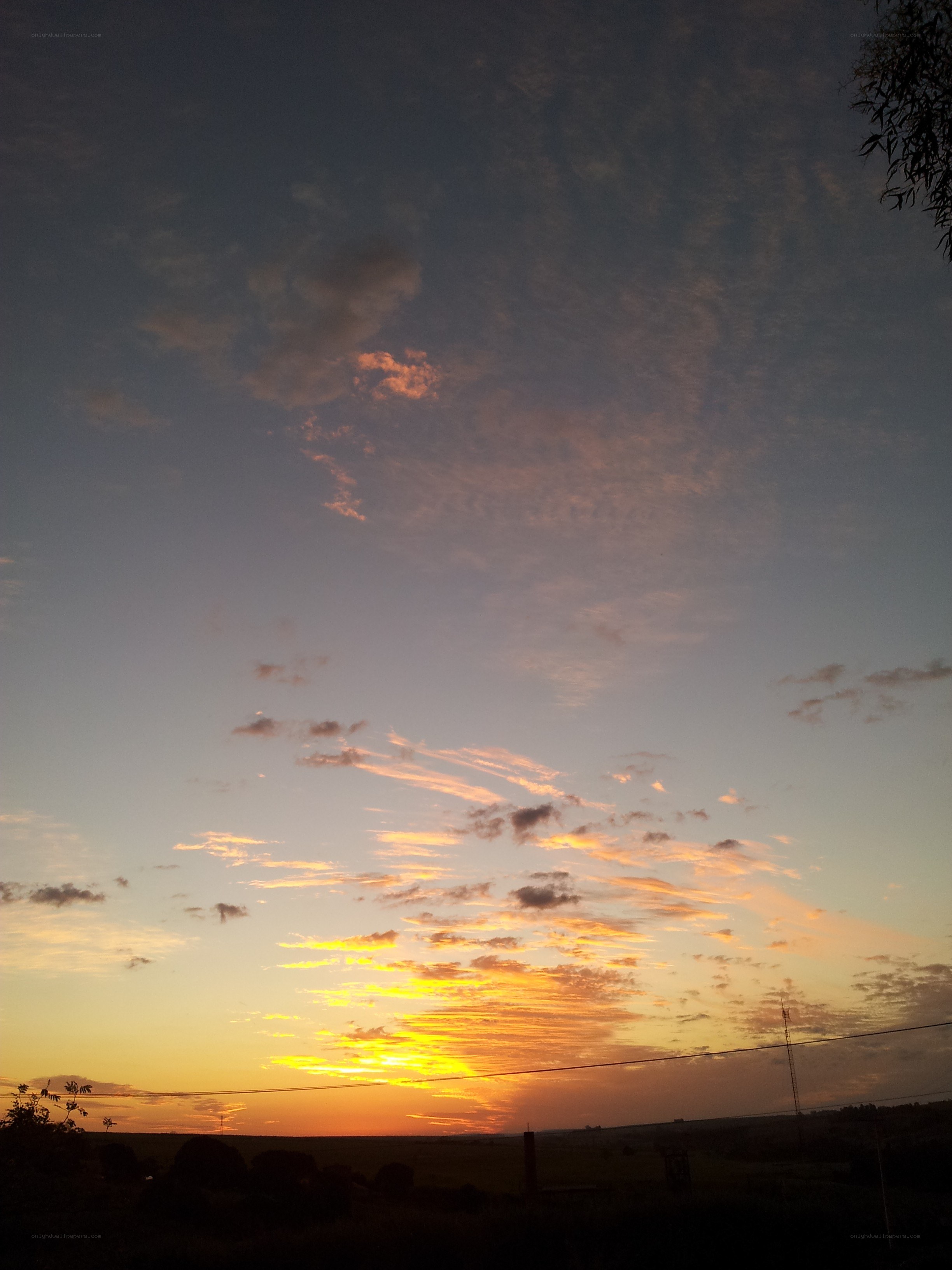 Sunset over a rural landscape