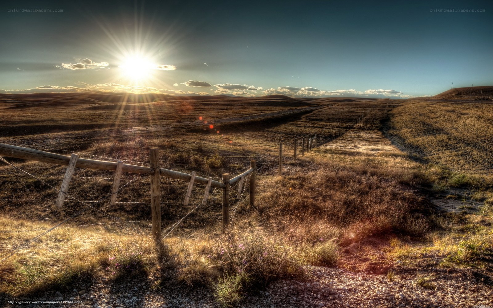 Sunset over a rural landscape