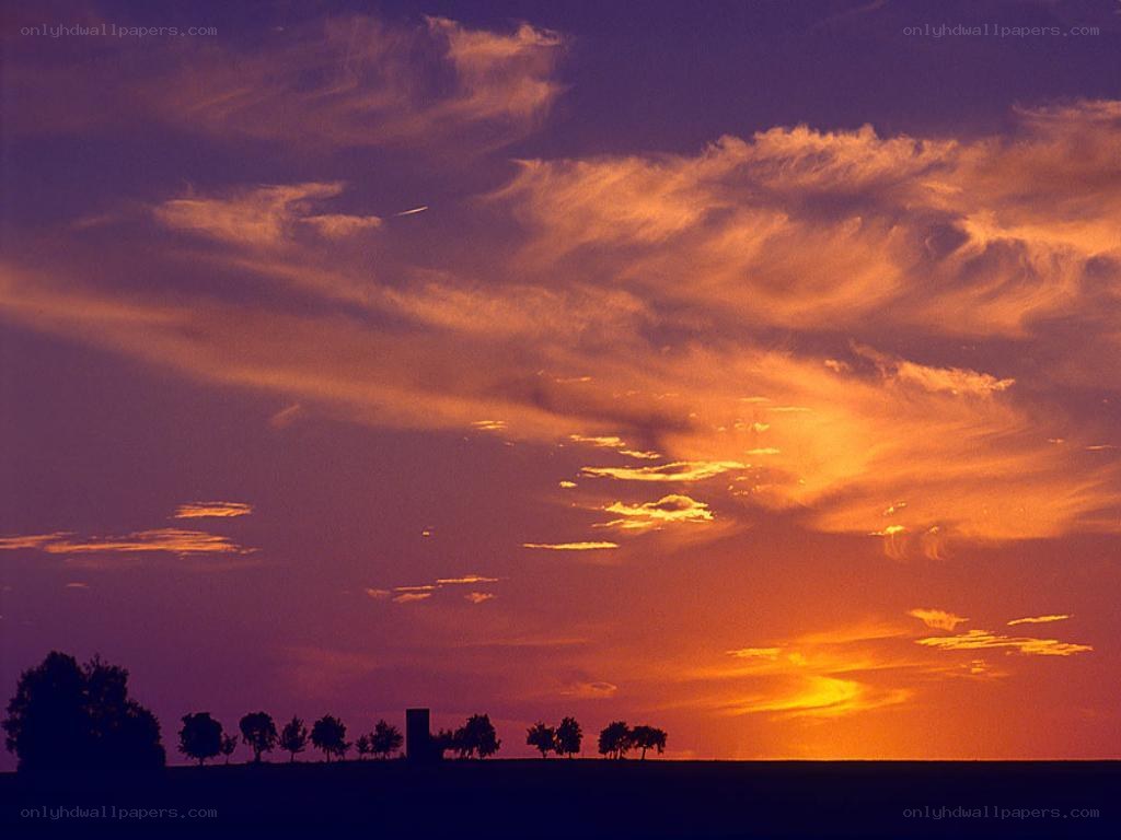 sunset over a rural landscape