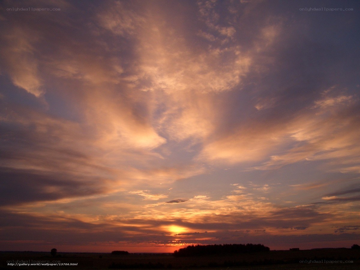 Sunset over a rural landscape