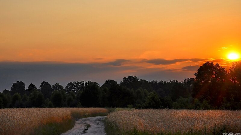 Sunset over a rural path