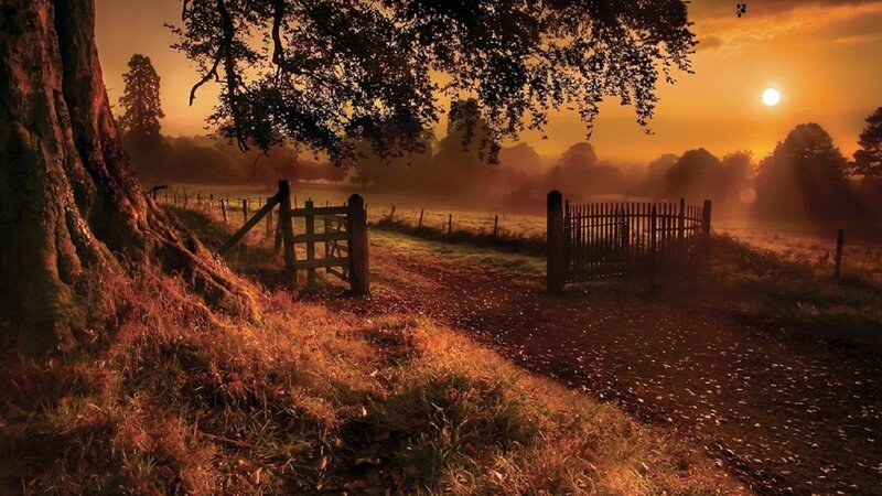 Sunset over a rural path