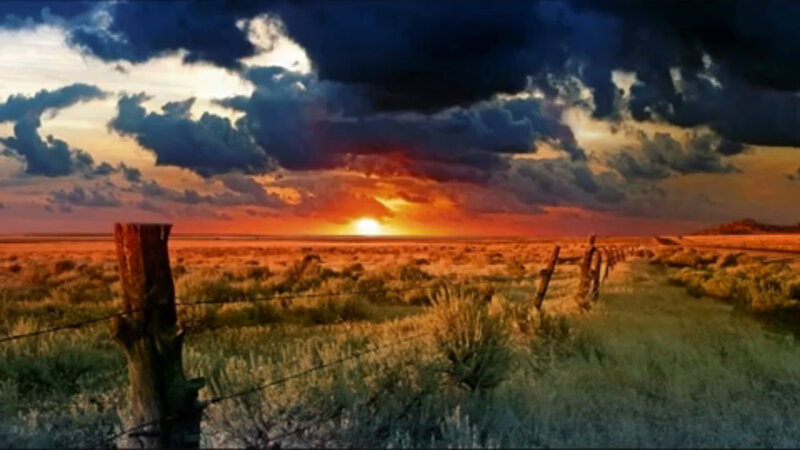 sunset over a rural plain