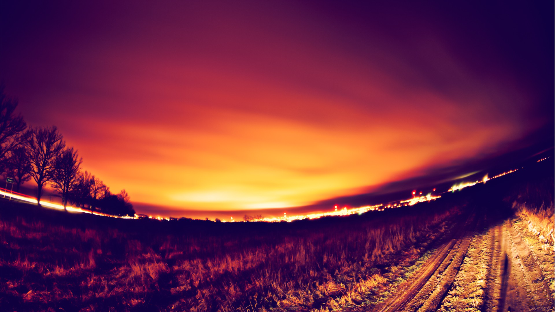 Sunset over a rural road