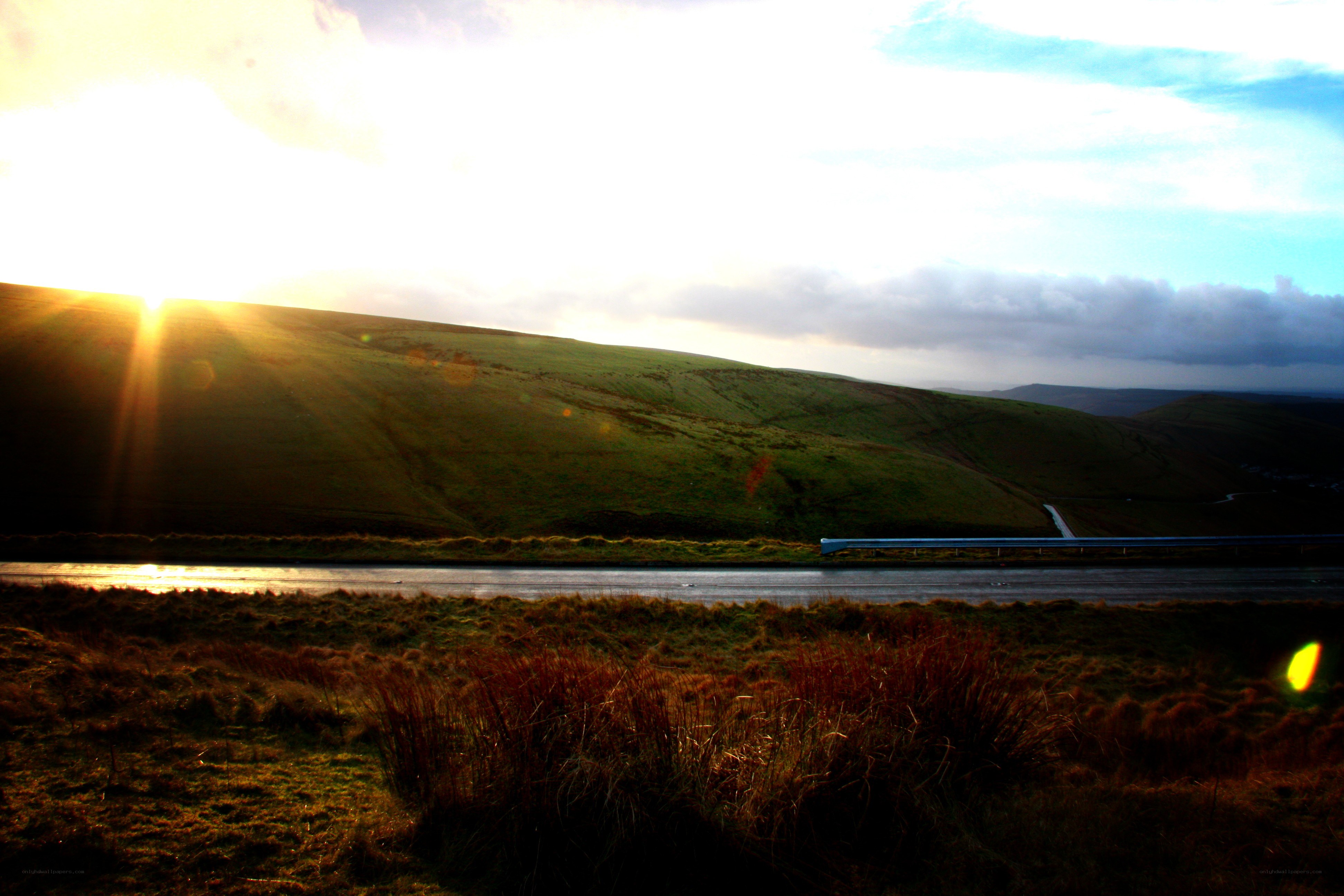 Sunset over a rural road