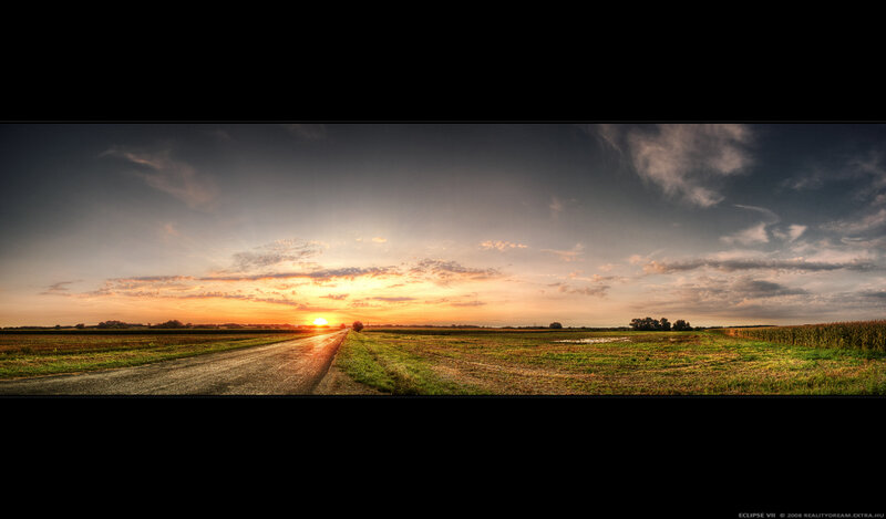 Sunset over a rural road