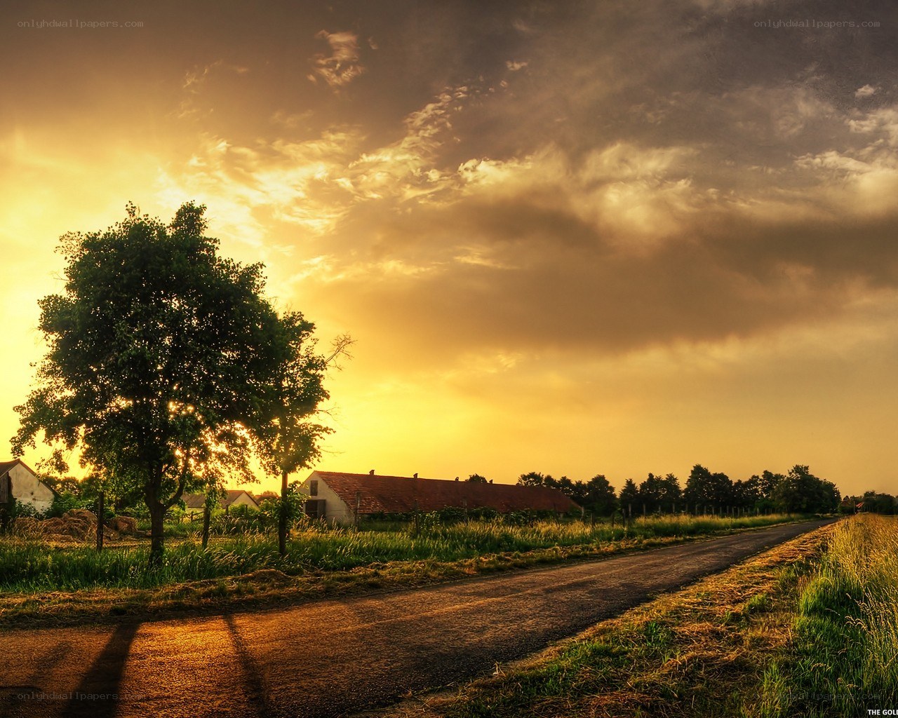 Sunset over a rural road