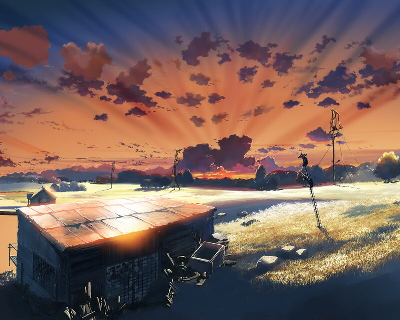 Sunset over a rural shack