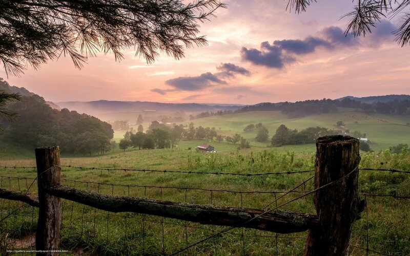 Sunset over a rural valley