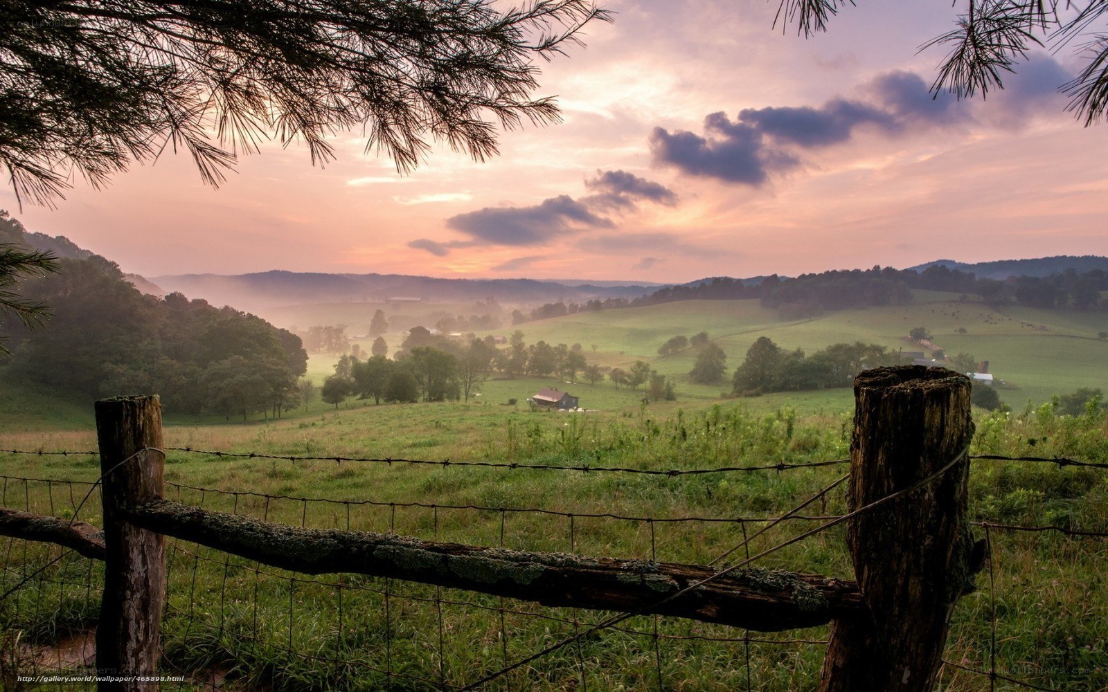 Sunset over a rural valley