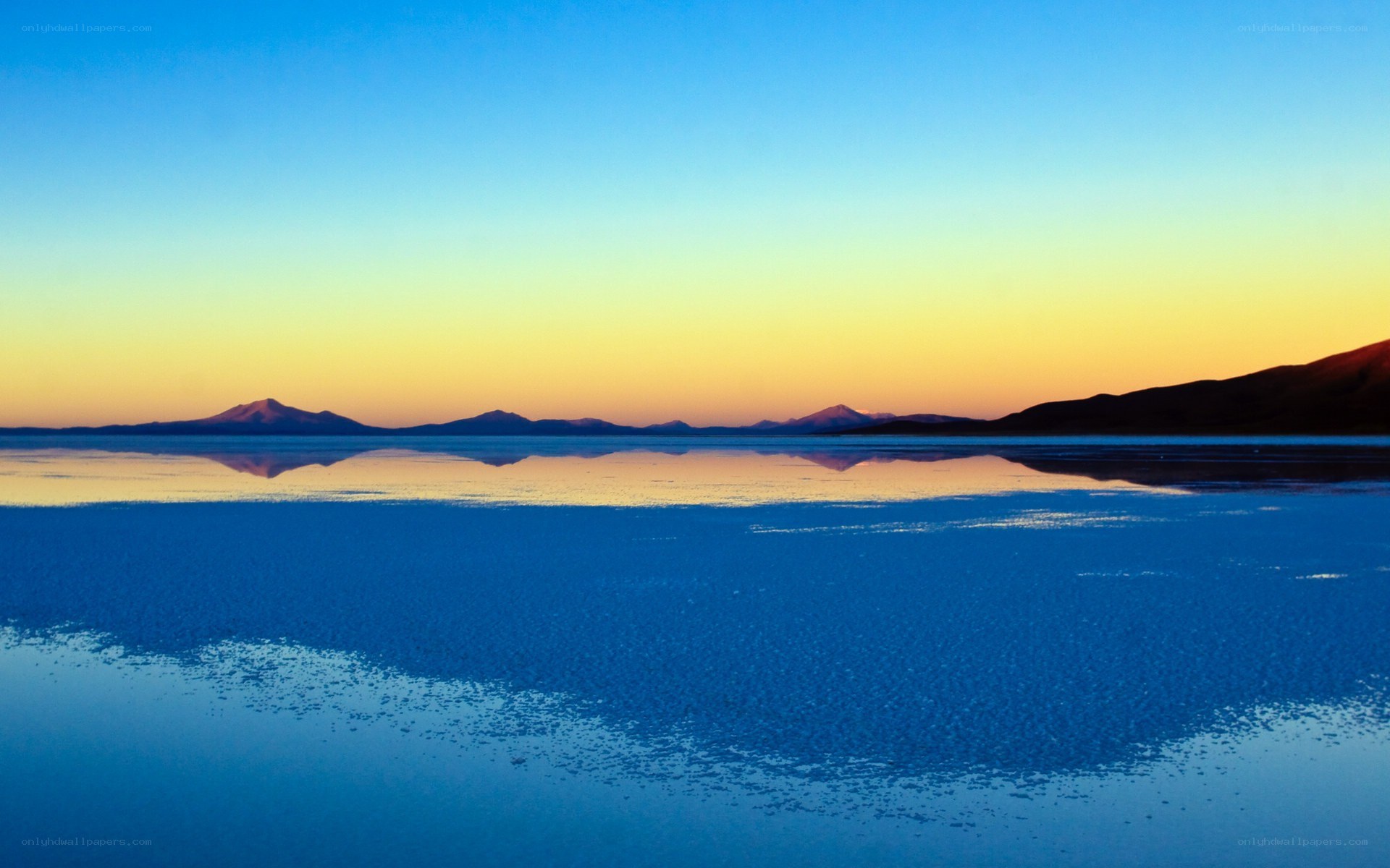 Sunset over a salt flat