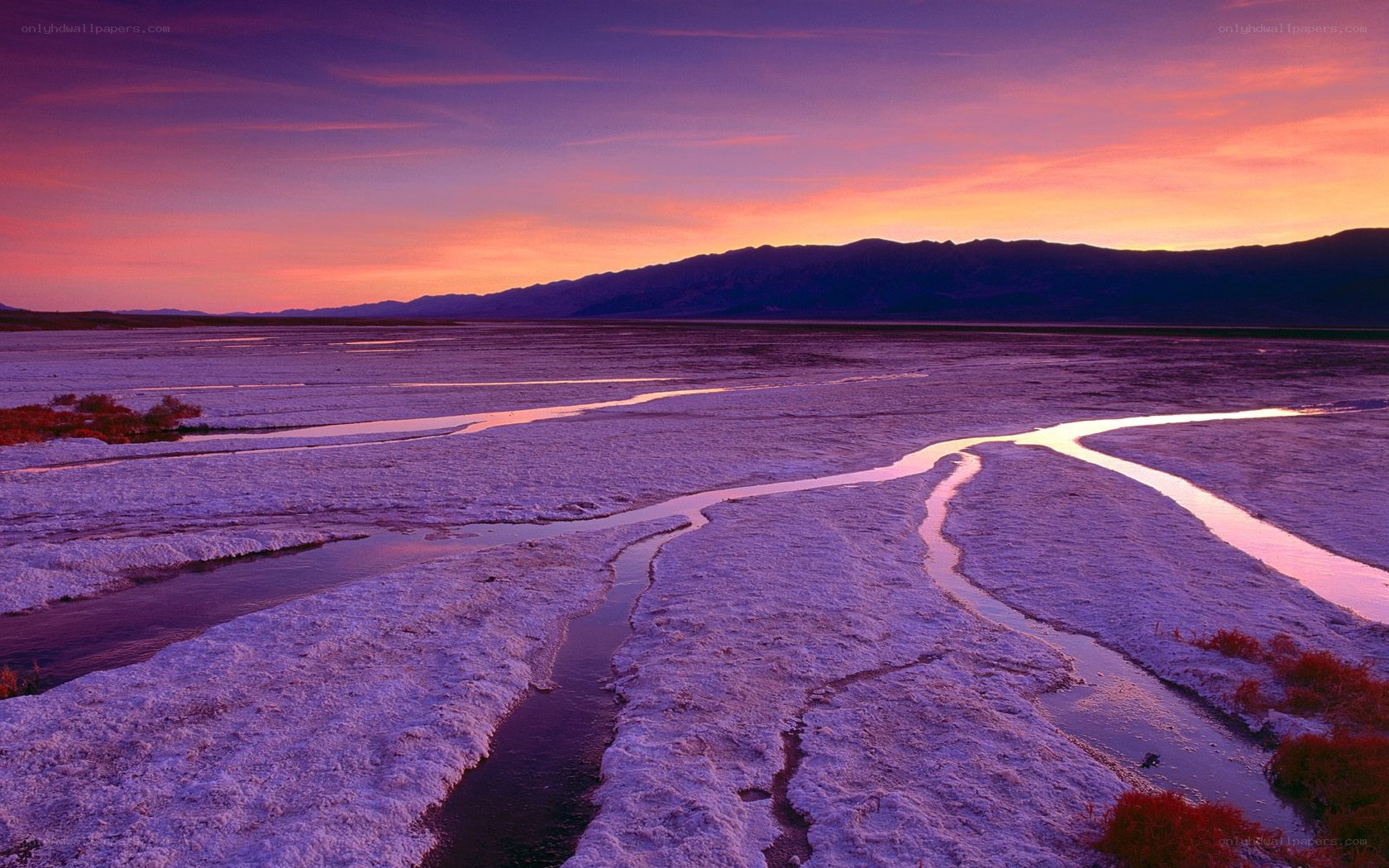 Sunset over a salt flat