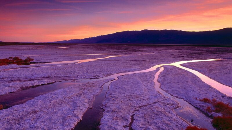 Sunset over a salt flat
