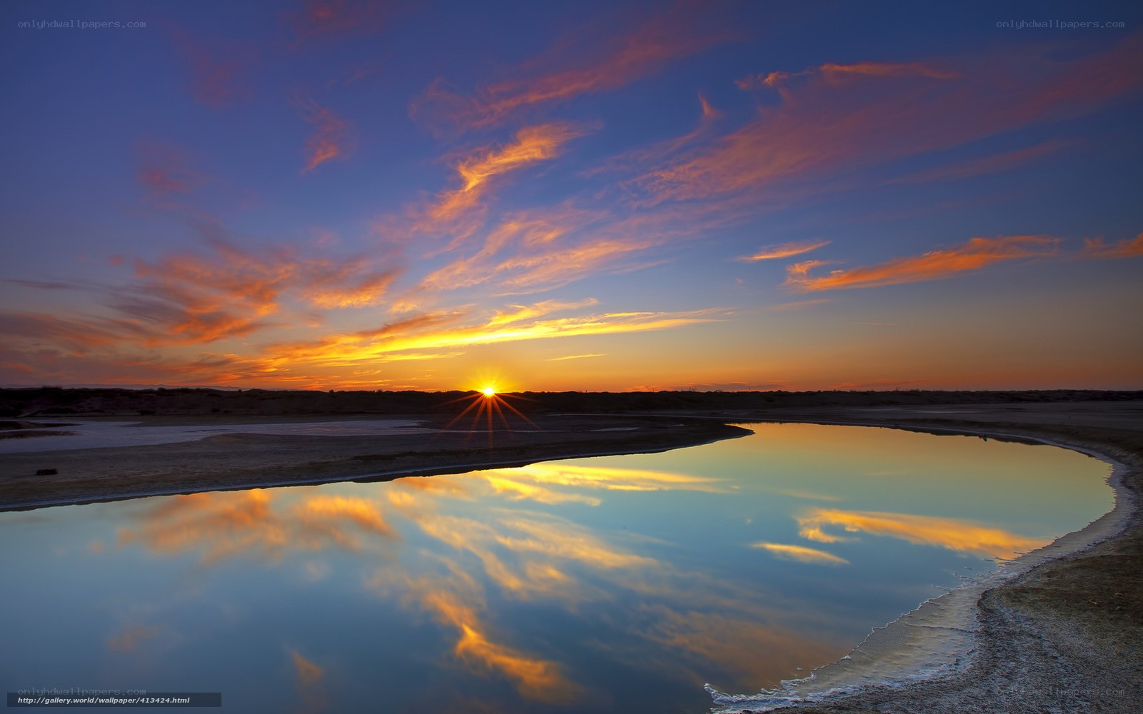 Sunset over a salt lake