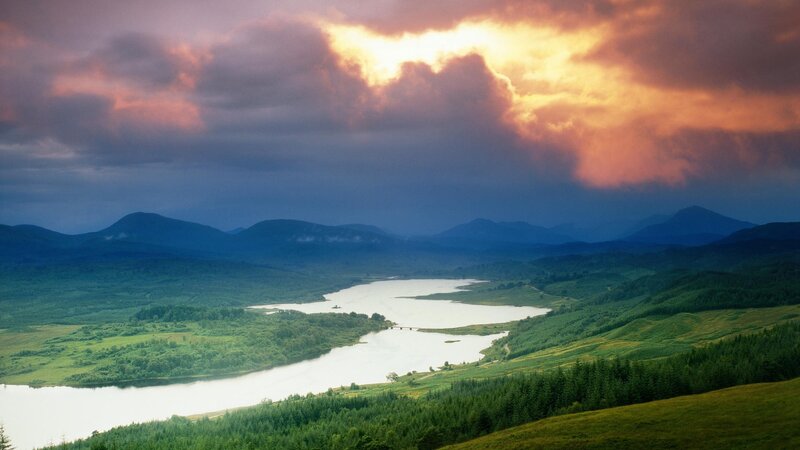 Sunset over a Scottish loch