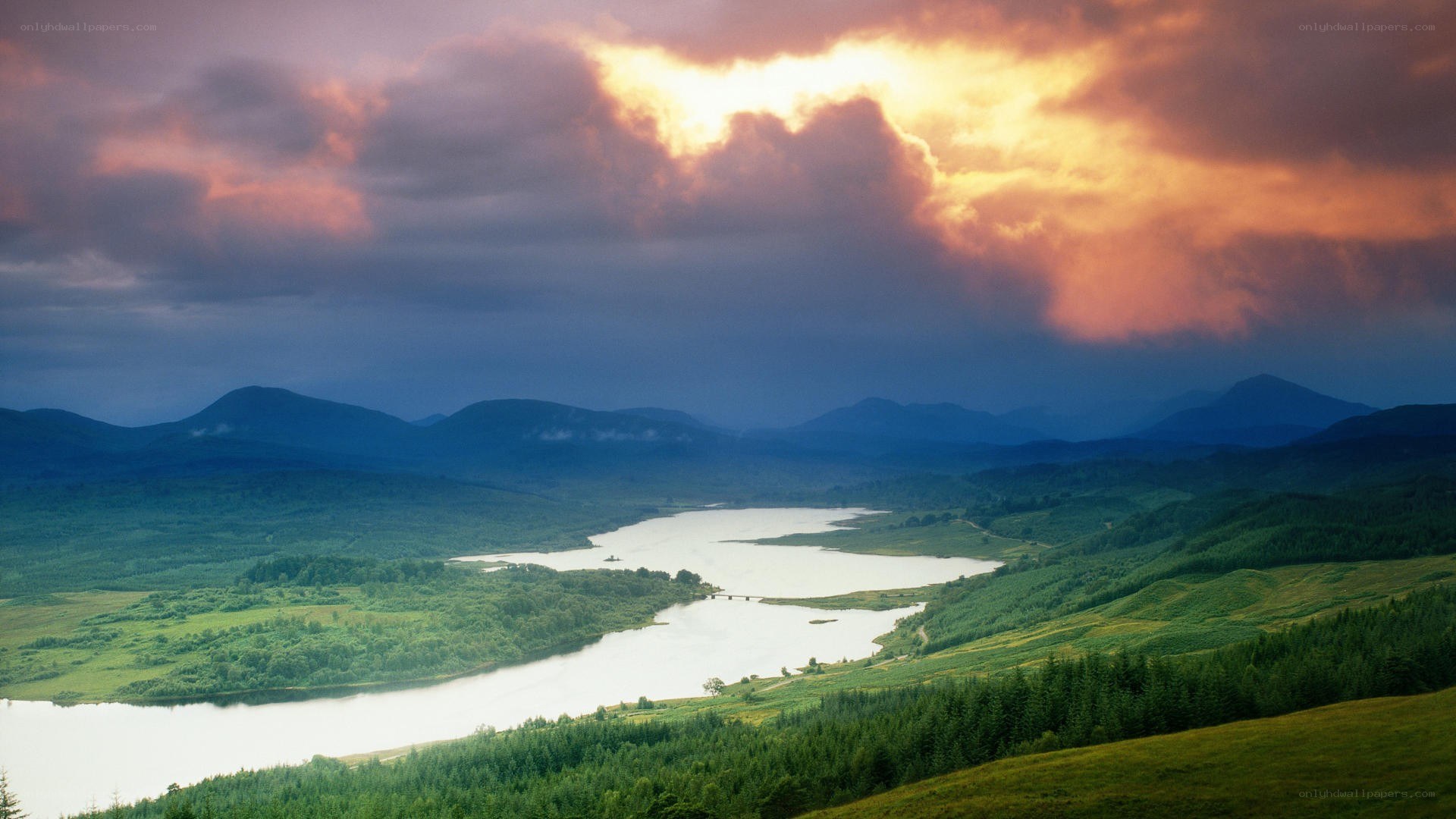 Sunset over a Scottish loch
