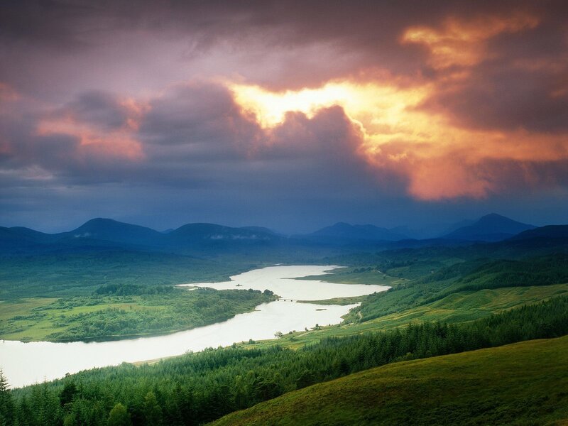 Sunset over a Scottish loch
