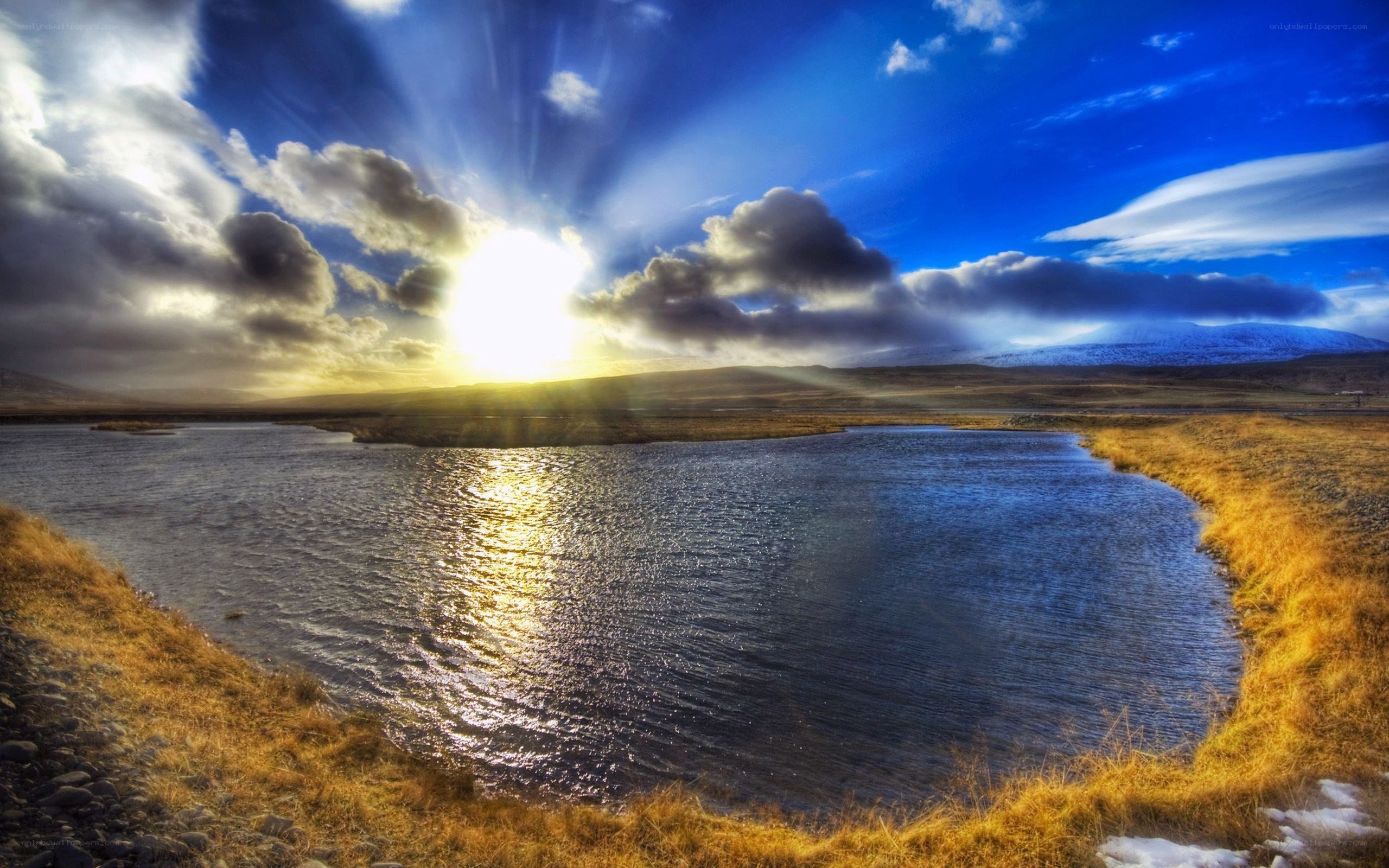 Sunset over a serene lake