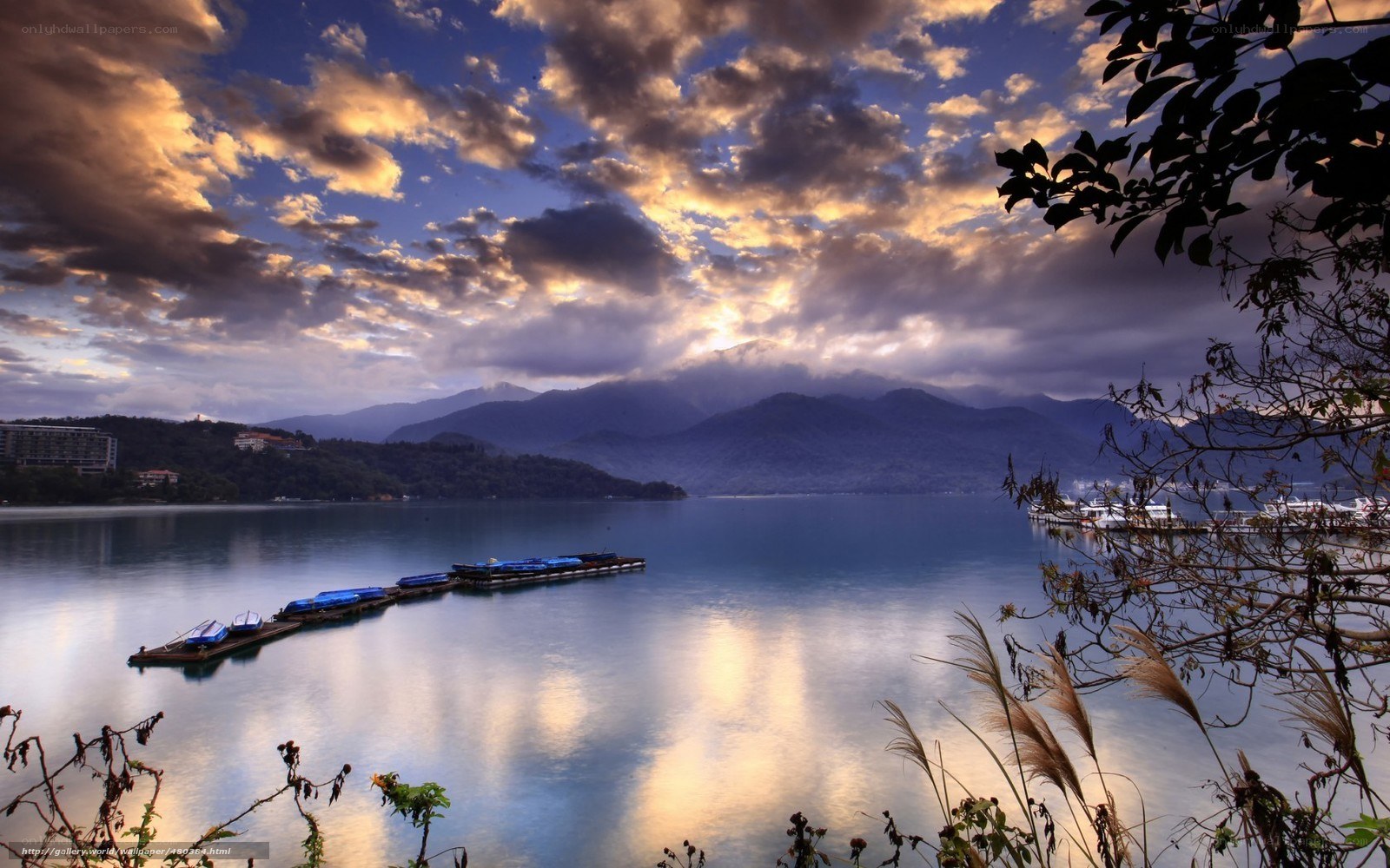 Sunset over a serene lake