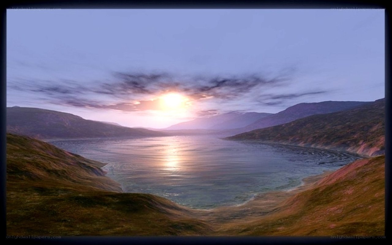 sunset over a serene lake