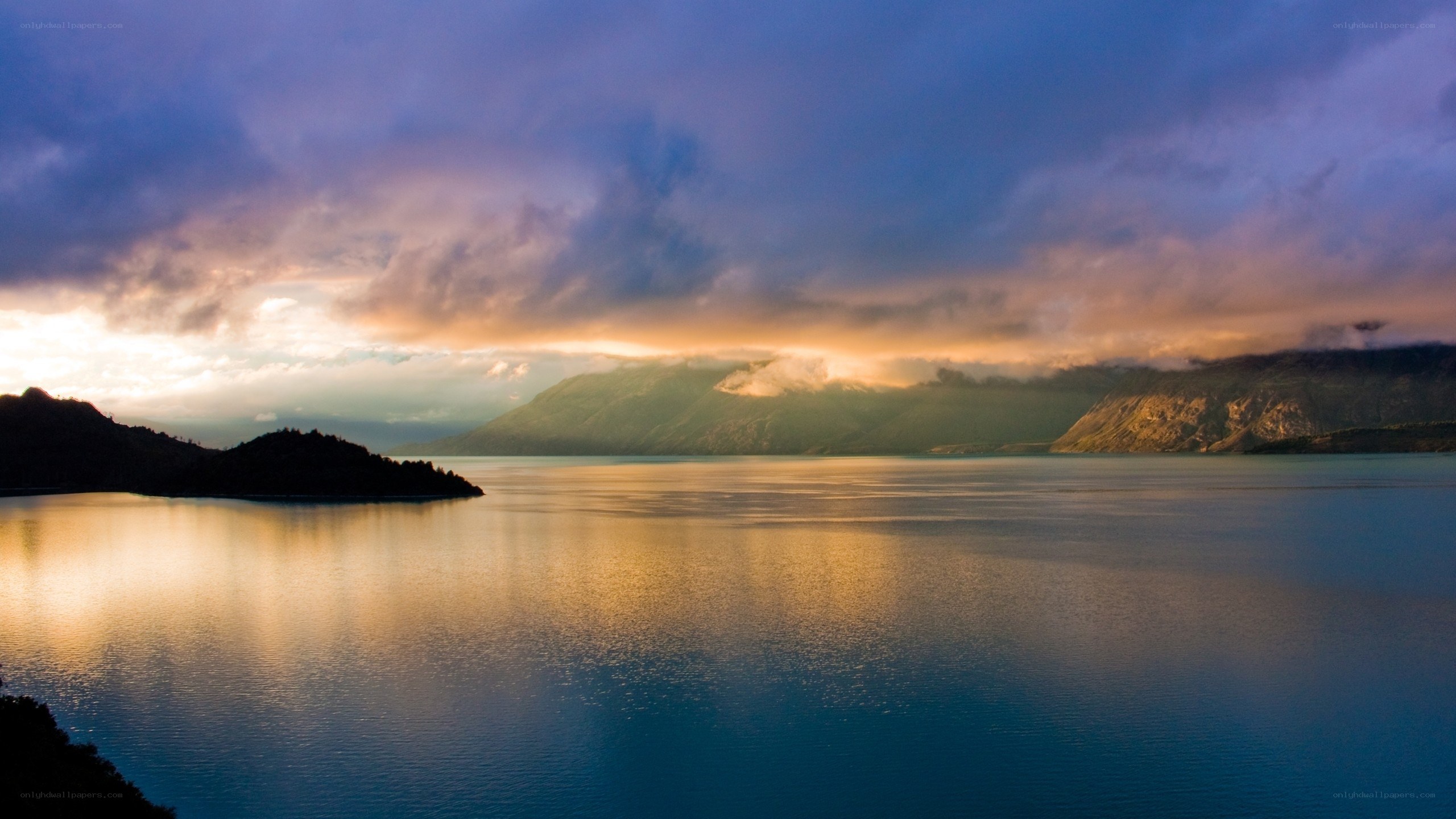 Sunset over a serene lake