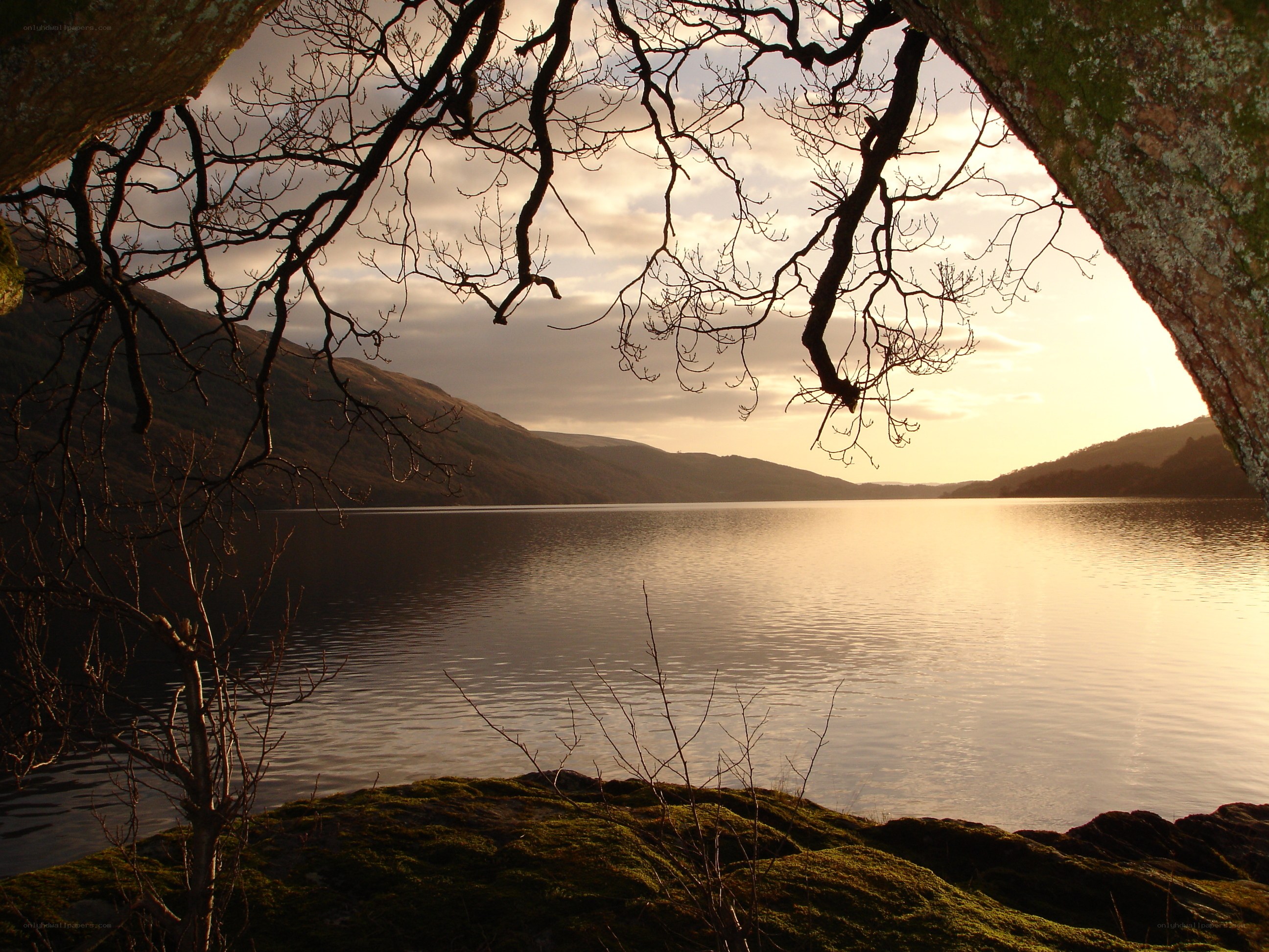 Sunset over a serene lake